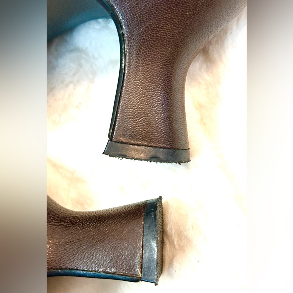 Me Too Vintage Sorima leather chocolate brown Mary Jane kitten heel size 9.5 - Picture 13 of 14